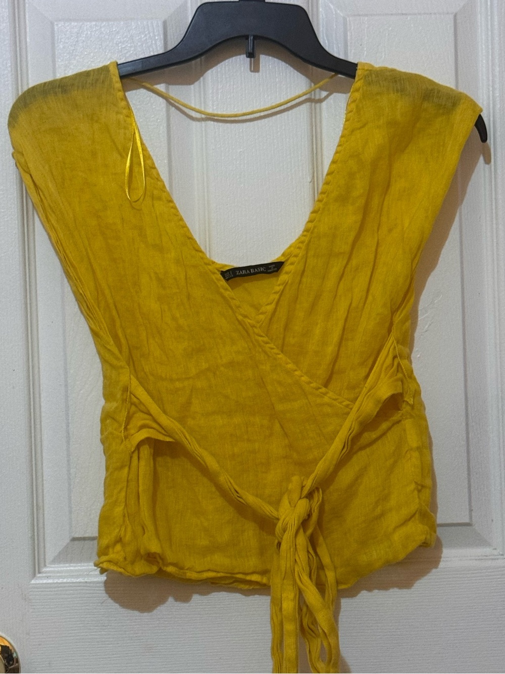 Zara Basic Yellow Wrap-Front Women’s Top